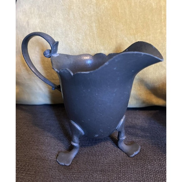 Early American Pewter Web Footed Sugar and Creamer Set Vintage - Picture 2 of 5